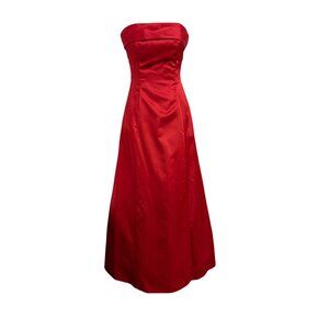 Urban Girl Nites Red Satin Strapless Formal Gown Size 7/8 Made In USA